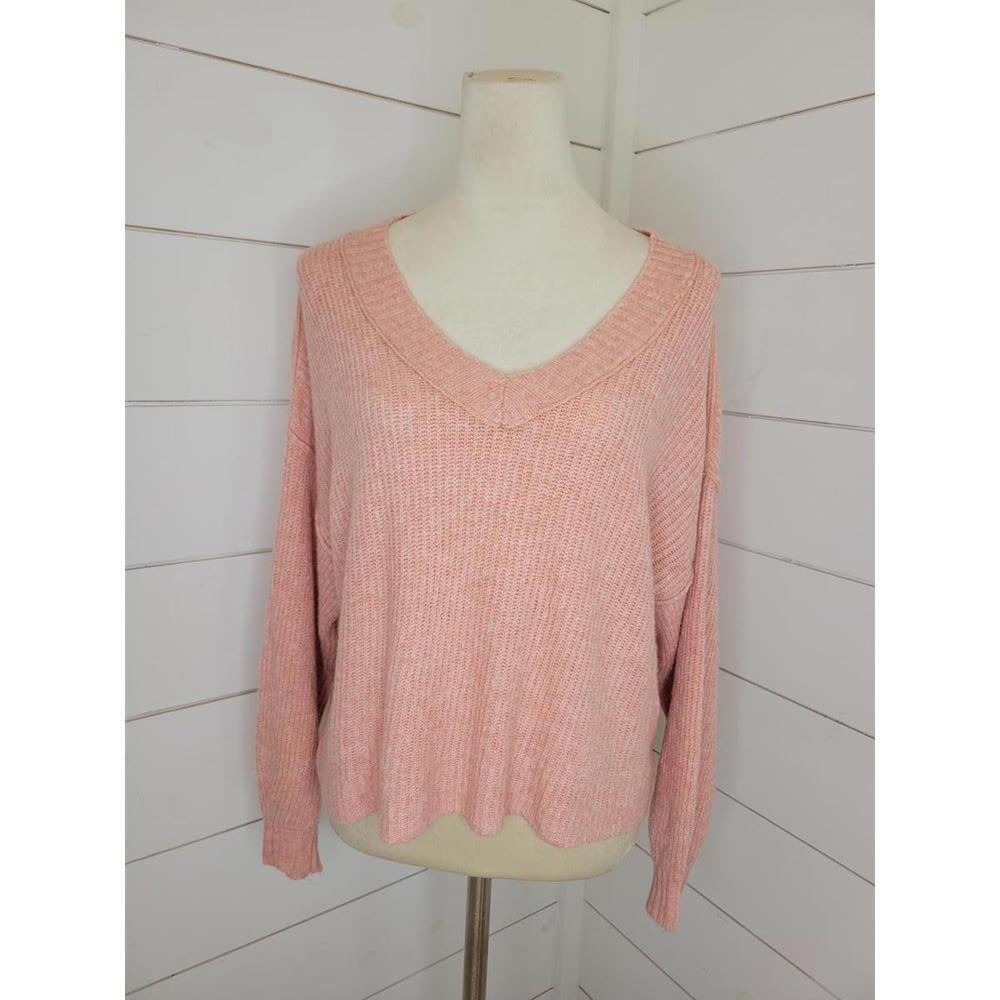 American Eagle Outfitters small pink oversized & cropped v neck sweater